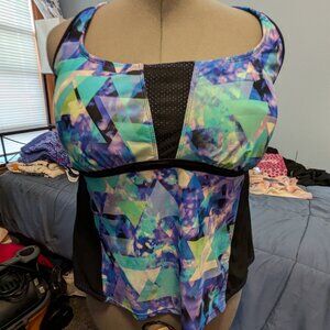 Multi Color Racerback Tankini Bathing Suit Top - 2X